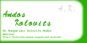 andos kolovits business card